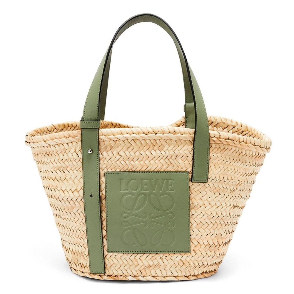 Loewe Basket in palm leaf and calfskin bag